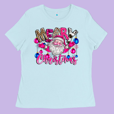 Merry Christmas Santa Ladies Tee Designed By Cowhidedigitalart