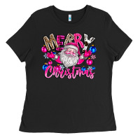 Black merry Christmas santa Ladies Tee - CowhideDigitalArt
