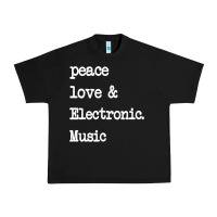 Black peace love & electronic music  edm techno t shirt Urban Heavy Tee - linhVisuals
