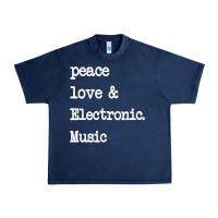 Navy peace love & electronic music  edm techno t shirt Urban Heavy Tee - linhVisuals