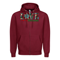Burgundy christmas love windmill Zipper Hoodie - RanaPortraitStore