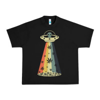 Black vintage alien weed pot leaf ufo abduction marijuana cannabis t shirt Urban Heavy Tee - linhVisuals