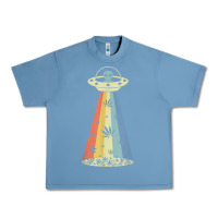 Pebble Blue vintage alien weed pot leaf ufo abduction marijuana cannabis t shirt Urban Heavy Tee - linhVisuals