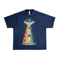 Navy vintage alien weed pot leaf ufo abduction marijuana cannabis t shirt Urban Heavy Tee - linhVisuals
