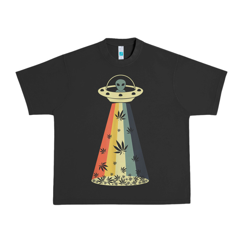 Vintage Alien Weed Pot Leaf Ufo Abduction Marijuana Cannabis T Shirt Urban Heavy Tee by linhVisuals | Teevron