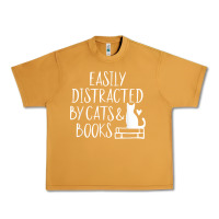 Peanut Butter easily distracted by cats and books   cute book lover t shirt Urban Heavy Tee - linhVisuals