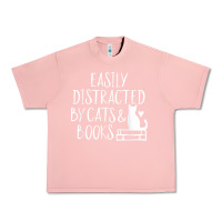 Salmon easily distracted by cats and books   cute book lover t shirt Urban Heavy Tee - linhVisuals