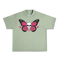 Oil Green butterfly skull Urban Heavy Tee - linhVisuals