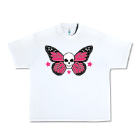 White butterfly skull Urban Heavy Tee - linhVisuals