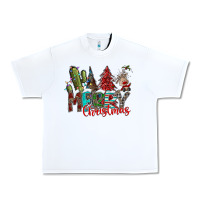 White Merry Christmas Urban Heavy Tee - CowhideDigitalArt