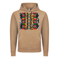Vintage Coffee cowhıde aztec serape wıth leopard and sunflowers brushstroke Vintage Hoodie - Artiststas