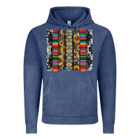 Vintage Denim cowhıde aztec serape wıth leopard and sunflowers brushstroke Vintage Hoodie - Artiststas