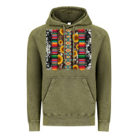 Vintage Olive cowhıde aztec serape wıth leopard and sunflowers brushstroke Vintage Hoodie - Artiststas