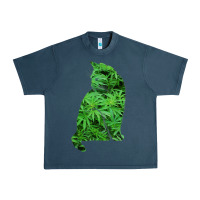 Midnight Navy funny cannabis & cat lover marijuana weed smoker art t shirt Urban Heavy Tee - linhVisuals