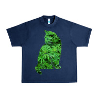 Navy funny cannabis & cat lover marijuana weed smoker art t shirt Urban Heavy Tee - linhVisuals