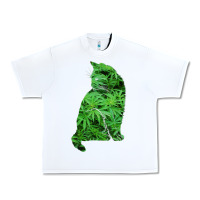 White funny cannabis & cat lover marijuana weed smoker art t shirt Urban Heavy Tee - linhVisuals