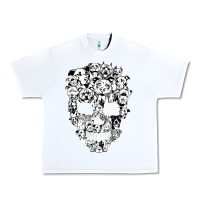 White funny pitbull skull dog skeleton halloween t shirt Urban Heavy Tee - linhVisuals