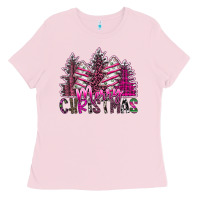 Merry Christmas Pink  Trees Ladies Tee | Teevron