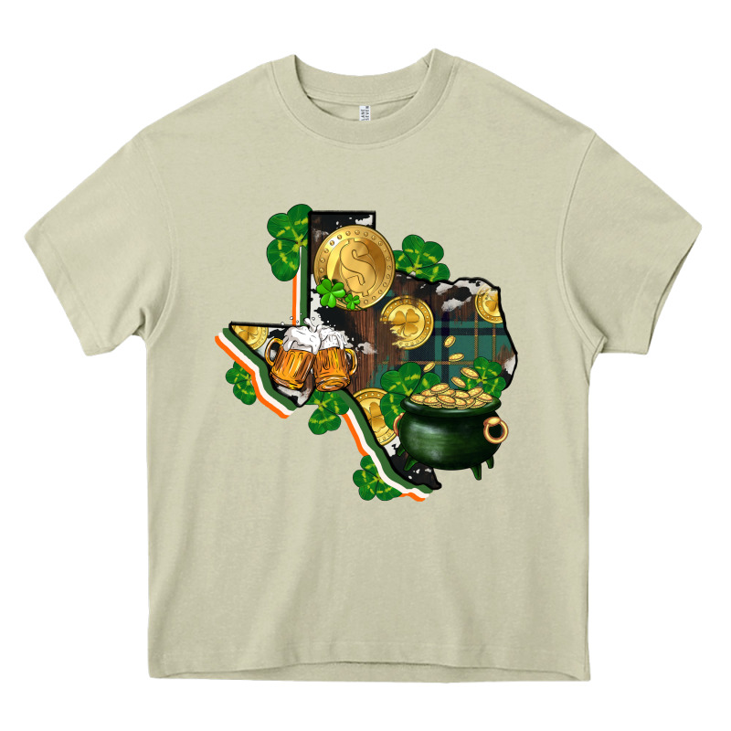 Texas Map St Patrick's Day Heavy Core Tee by FaDigitalArtStudio | Teevron
