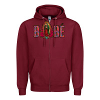 Burgundy Bebe Our Lady Of Guadalupe Zipper Hoodie - Jasminsmagicworld