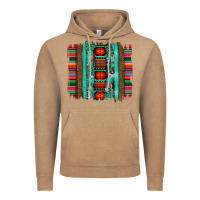 Serape Aztec Leopard And Turquoise Glitter With Gemstone Brushstroke Vintage Hoodie | Teevron