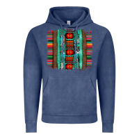 Vintage Denim serape aztec leopard and turquoise glitter with gemstone brushstroke Vintage Hoodie - Artiststas