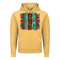 Vintage Mustard serape aztec leopard and turquoise glitter with gemstone brushstroke Vintage Hoodie - Artiststas