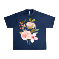 Navy Bouquet Floral Urban Heavy Tee - linhVisuals