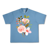 Pebble Blue Bouquet Floral Urban Heavy Tee - linhVisuals