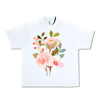 White Bouquet Floral Urban Heavy Tee - linhVisuals