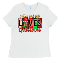 White just a girl who loves christmas Ladies Tee - CowhideDigitalArt