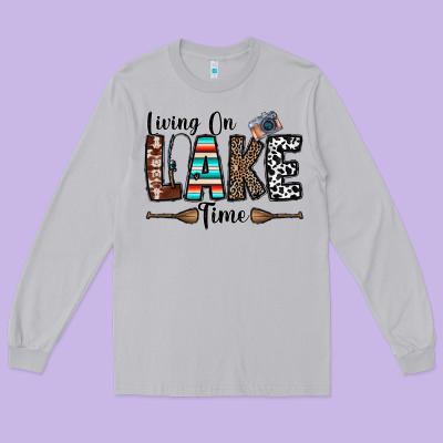 Living On Lake Time Long Sleeve Tee Designed By Cowhidedigitalart