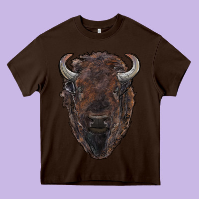 American Bison Heavy Core Tee Designed By Ranaportraitstore