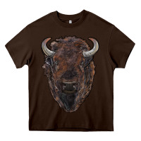 Chocolate Brown american bison Heavy Core Tee - RanaPortraitStore