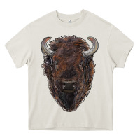 Cream american bison Heavy Core Tee - RanaPortraitStore