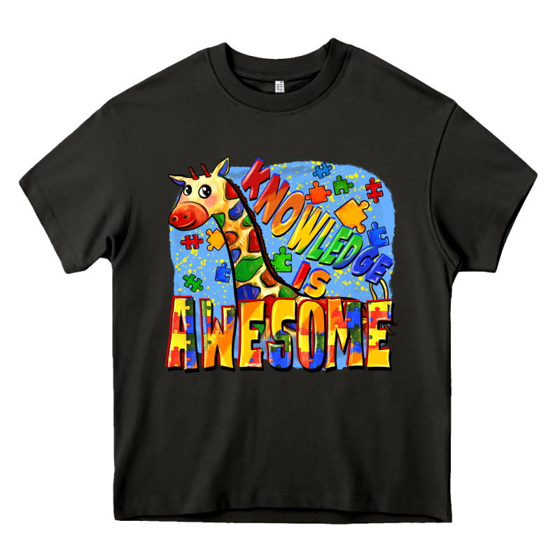 Knowledge Is Awesome Autism Giraffe Heavy Core Tee by FaDigitalArtStudio | Teevron