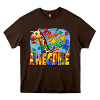 Chocolate Brown Knowledge is awesome Autism giraffe Heavy Core Tee - FaDigitalArtStudio