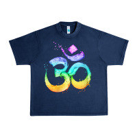 Navy womens om symbol   psy trance goa yoga meditation buddhism buddhist v Urban Heavy Tee - linhVisuals