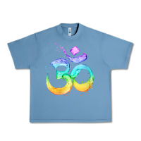 Pebble Blue womens om symbol   psy trance goa yoga meditation buddhism buddhist v Urban Heavy Tee - linhVisuals