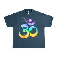Midnight Navy womens om symbol   psy trance goa yoga meditation buddhism buddhist v Urban Heavy Tee - linhVisuals