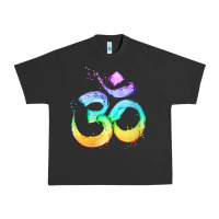 Pigment Black womens om symbol   psy trance goa yoga meditation buddhism buddhist v Urban Heavy Tee - linhVisuals