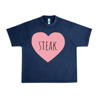 Navy i heart steak Urban Heavy Tee - linhVisuals