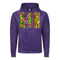 Cloud Purple mardi gras sunflower fleur de lis leopard cowhide brushstrokes Vintage Hoodie - Artiststas