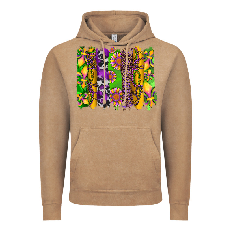 Mardi Gras Sunflower Fleur De Lis Leopard Cowhide Brushstrokes Vintage Hoodie by Artiststas | Teevron