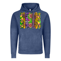 Vintage Denim mardi gras sunflower fleur de lis leopard cowhide brushstrokes Vintage Hoodie - Artiststas