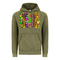 Vintage Olive mardi gras sunflower fleur de lis leopard cowhide brushstrokes Vintage Hoodie - Artiststas