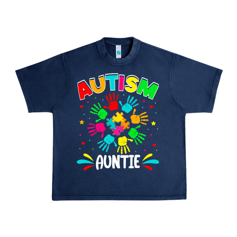 Autistic Auntie Puzzle Support Family Autism Awareness Sweatshirt Urban Heavy Tee by linhVisuals | Teevron
