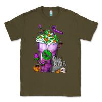 Army Green Halloween Cold Drink Frappe With Tombstone Classic Tee - FaDigitalArtStudio
