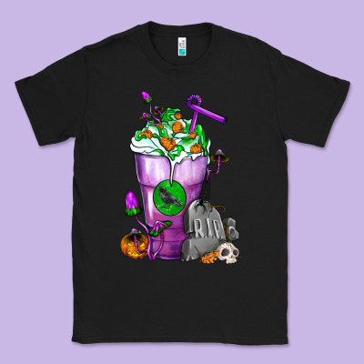 Halloween Cold Drink Frappe With Tombstone Classic Tee Designed By Fadigitalartstudio