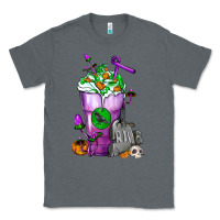 Charcoal Heather Halloween Cold Drink Frappe With Tombstone Classic Tee - FaDigitalArtStudio